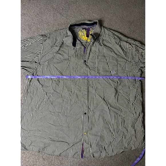 Rocawear Men’s Big Size 5X Black and Yellow Plaid Button Up Shirt - Picture 3 of 5